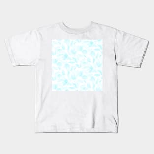 Light Blue Watercolor Petals Kids T-Shirt